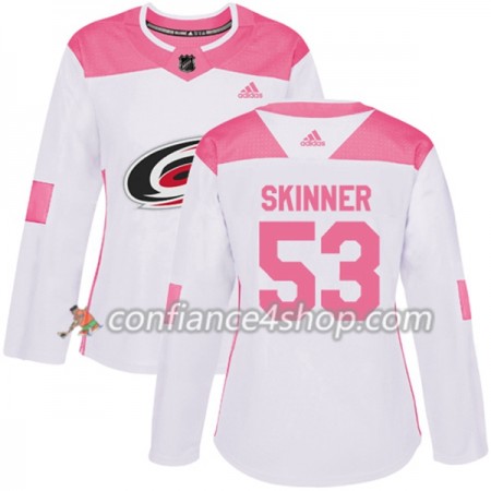 Adidas Maillot de Hockey Carolina Hurricanes Jeff Skinner 53 2017-2018 Blanc Rose Fashion Authentic - Femme